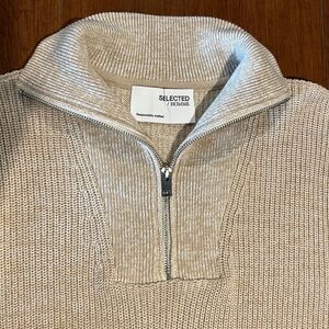 Selected Homme Quarter Zipped Sweater 100% Organic Cotton Sweater Size Small.